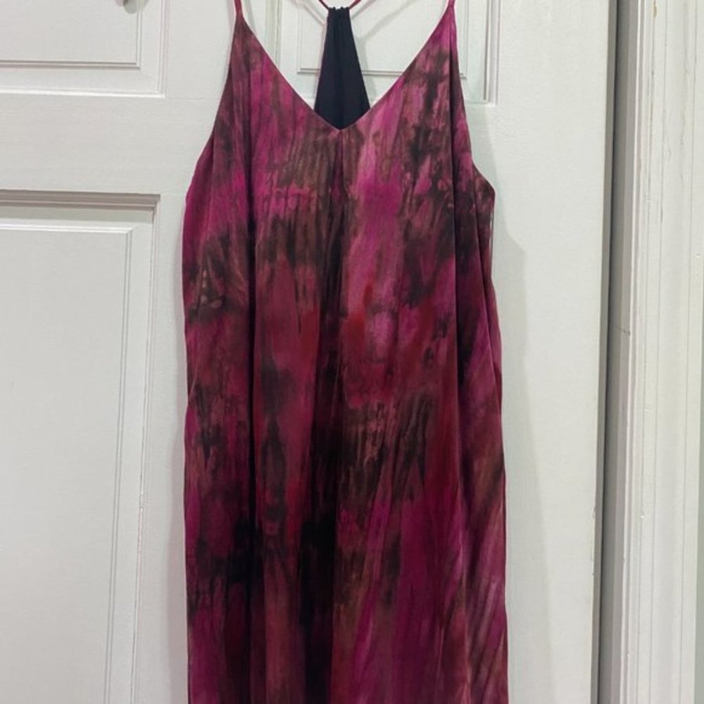 Alice + Olivia silk tank slip dress batik watercolor